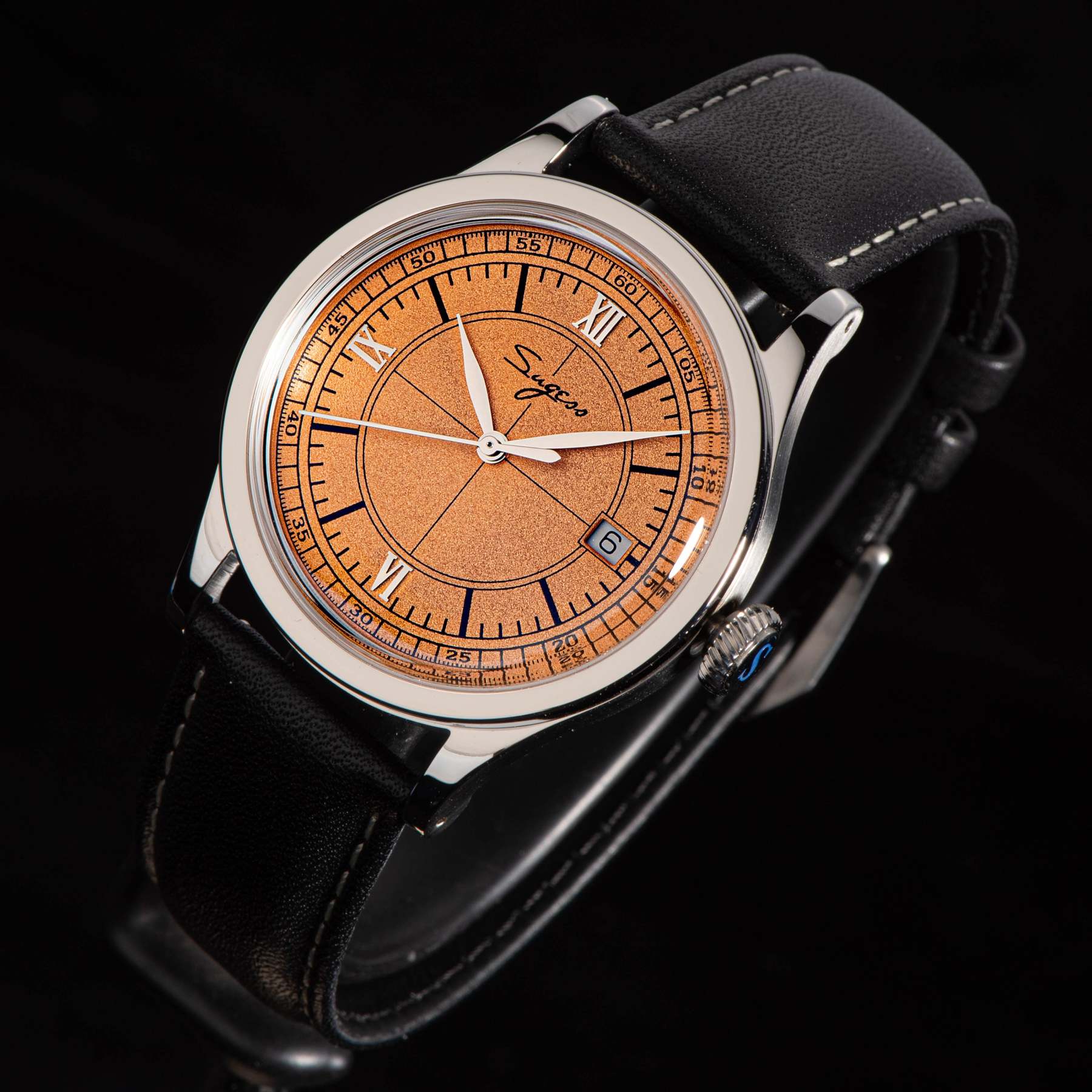 Heritage 411-3B Seagull 2130 Movement  Stainless Steel Case Deep Orange Dial SU4113BOR-TIME.SHOP