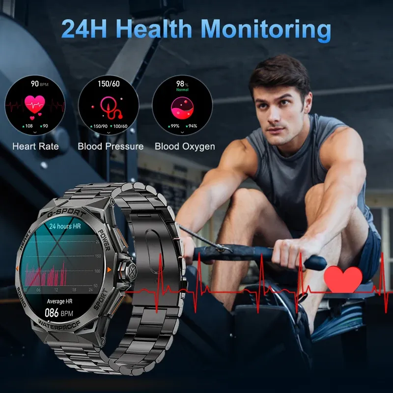 Hit 1.43 "AMOLED HD screen new Bluetooth call smart watch sports fitness tracker health monitor smart watch for Android iOS