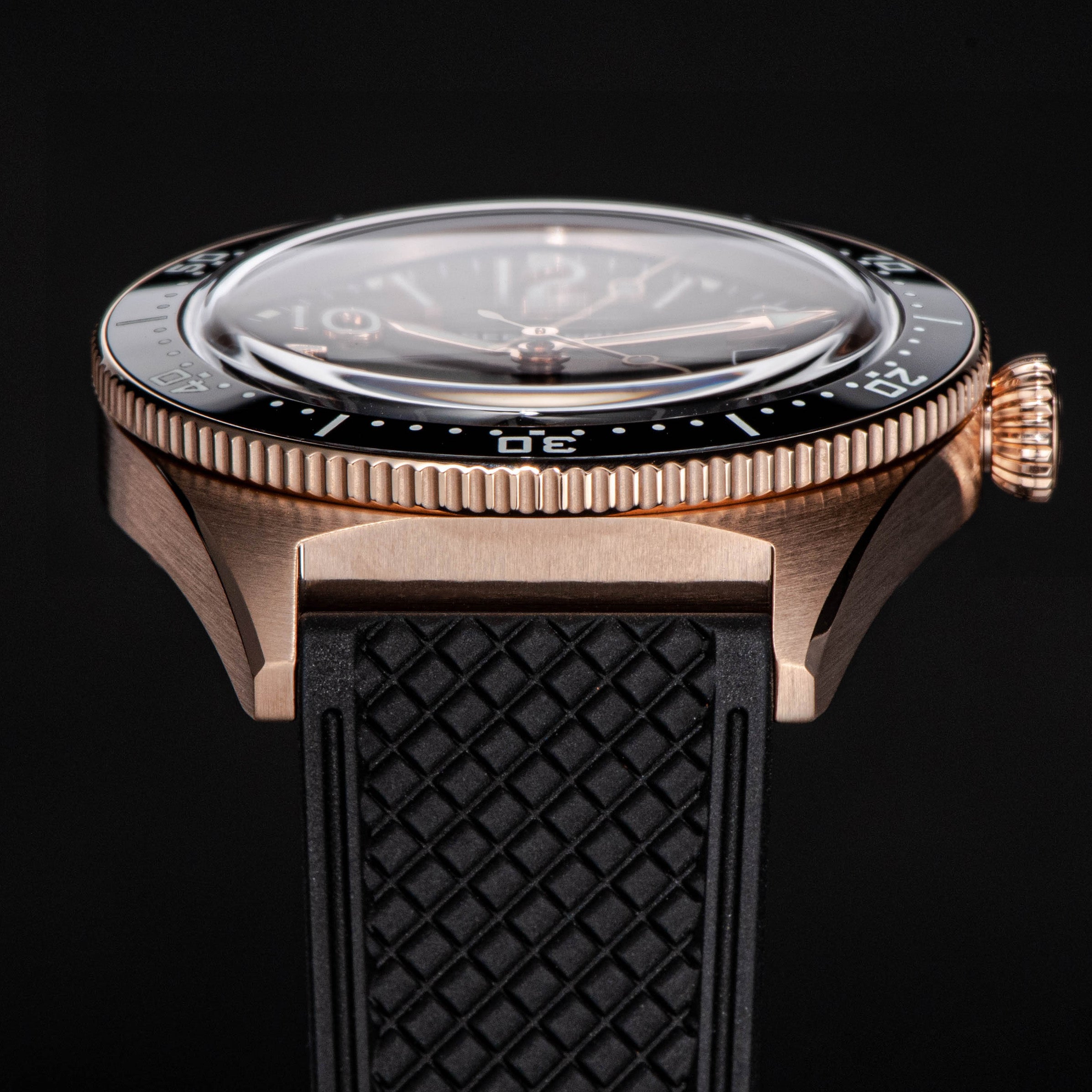 Seestern S435 Professional Diver Rose Gold Rubber Band (Seagull ST2130 movement)-TIME.SHOP