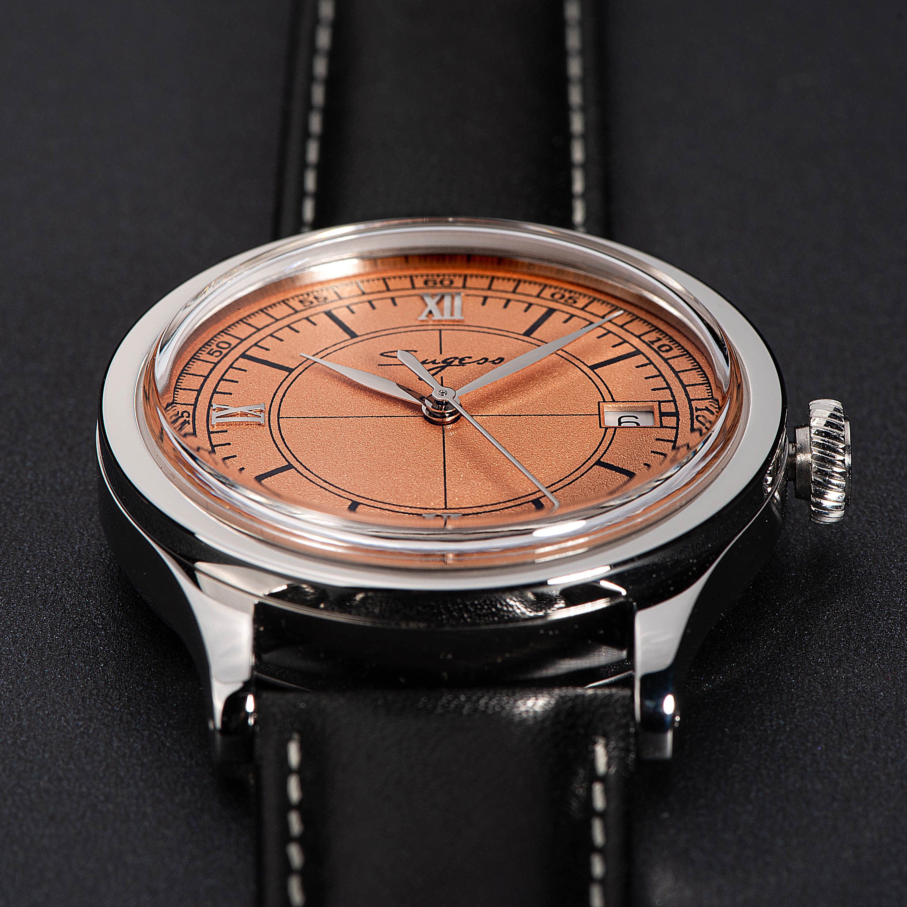 Heritage 411-3B Seagull 2130 Movement  Stainless Steel Case Deep Orange Dial SU4113BOR-TIME.SHOP