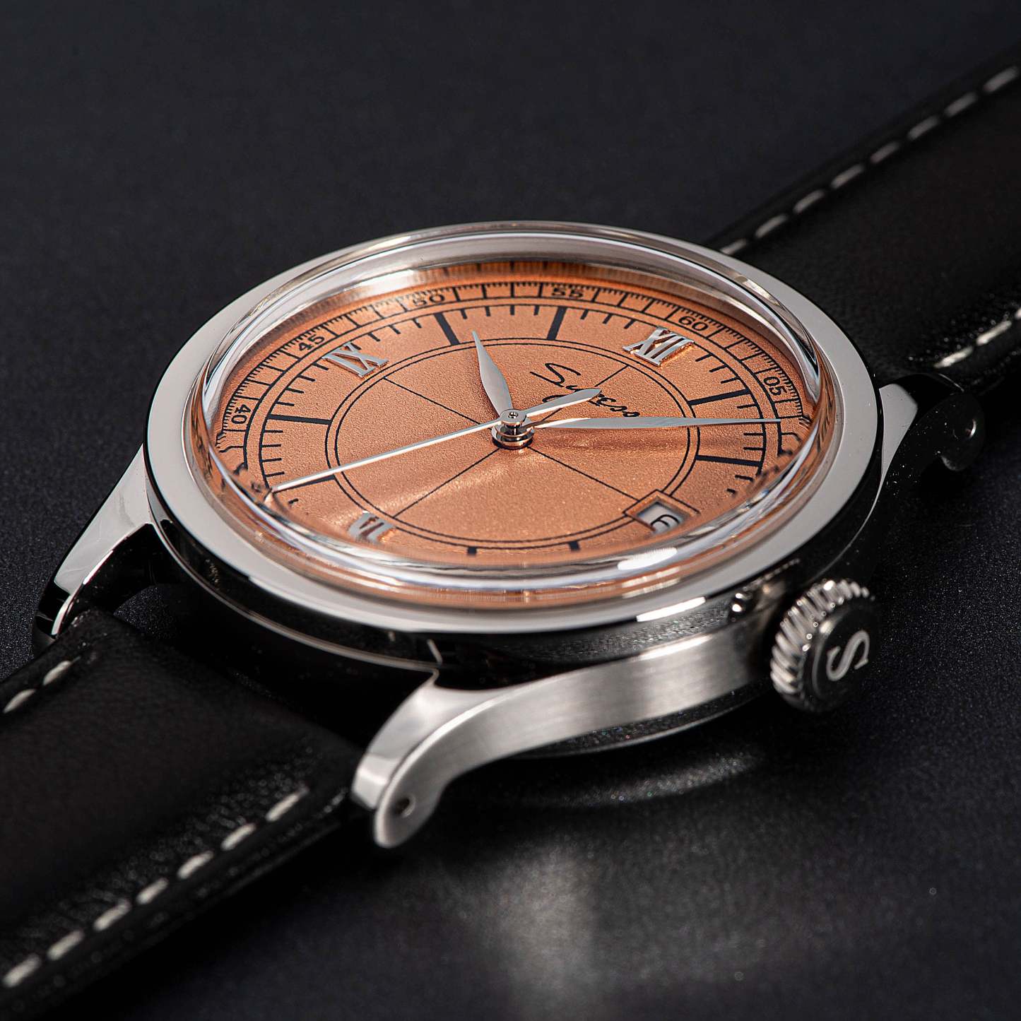 Heritage 411-3B Seagull 2130 Movement  Stainless Steel Case Deep Orange Dial SU4113BOR-TIME.SHOP