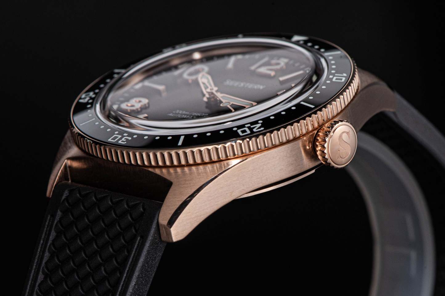 Seestern S435 Professional Diver Rose Gold Rubber Band (Seagull ST2130 movement)-TIME.SHOP