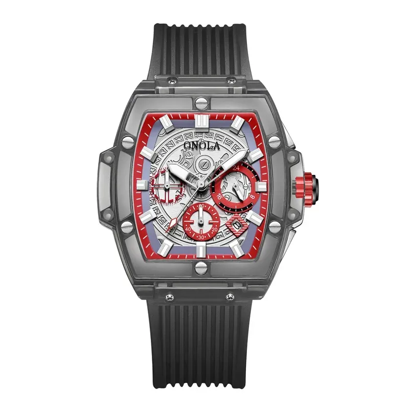 Onola brand business transparent plastic watch men women clock 2021 fashion sport casual unique quartz luxury Square men's watch