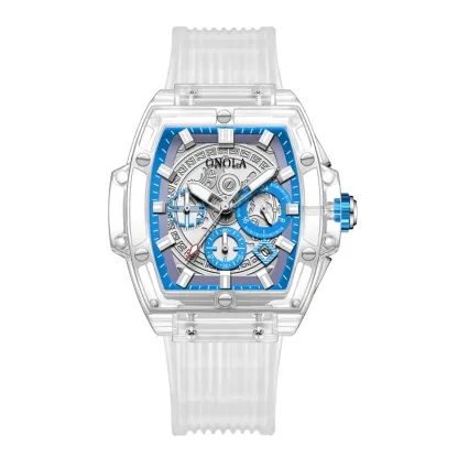 Onola brand business transparent plastic watch men women clock 2021 fashion sport casual unique quartz luxury Square men's watch