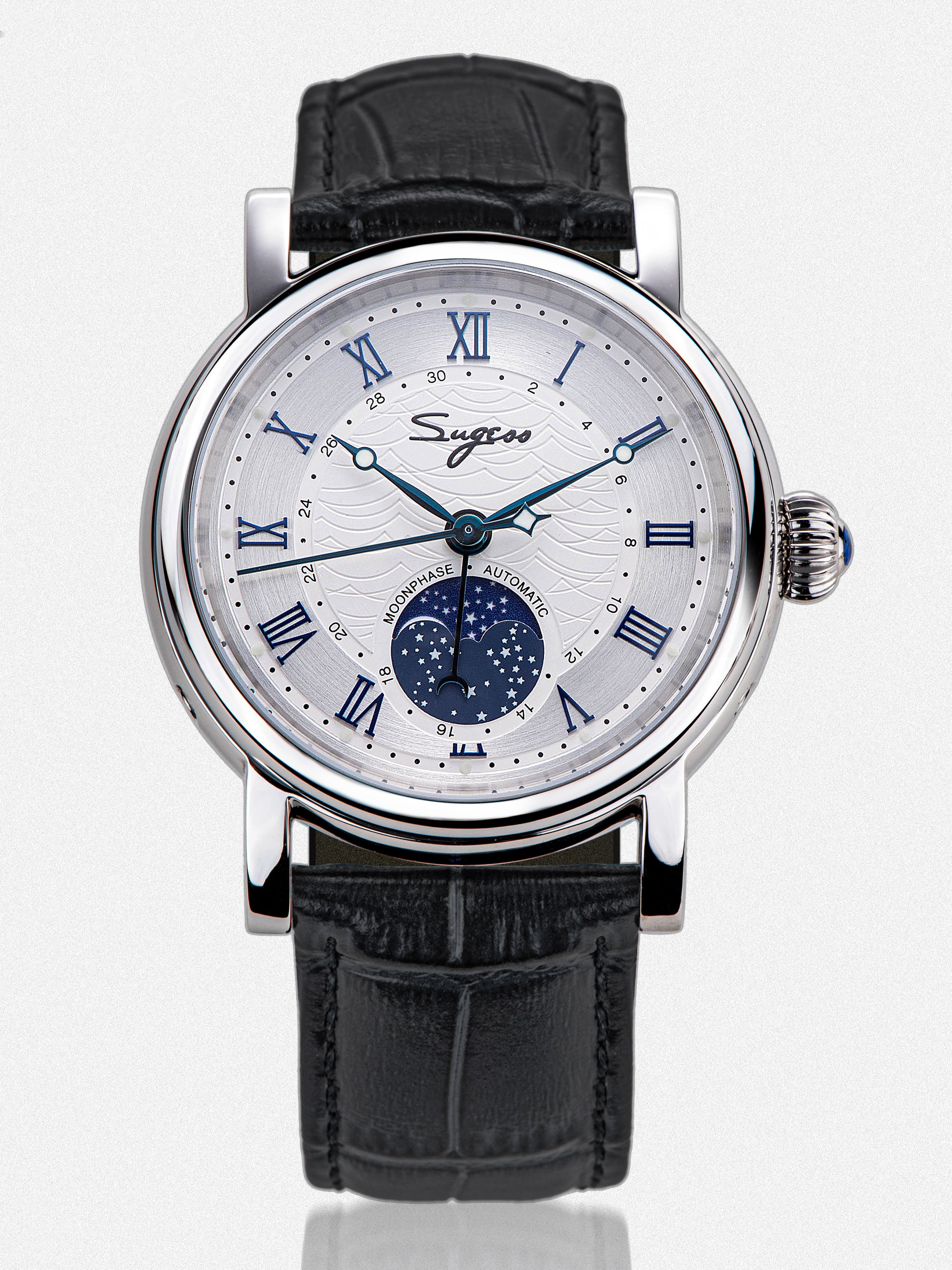 MoonPhase Master SU2108SZ Stainless-Steel Moon Phase Blue Indices-TIME.SHOP