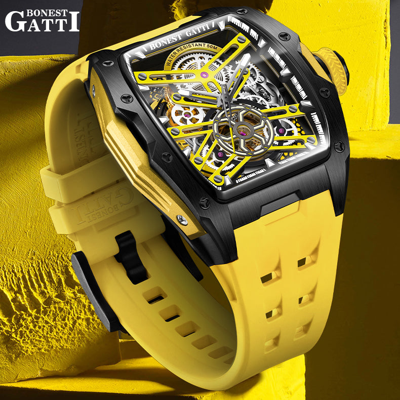 BONEST GATTI Automatic Skeleton Movement Barrel shaped Case Luminous BG5502