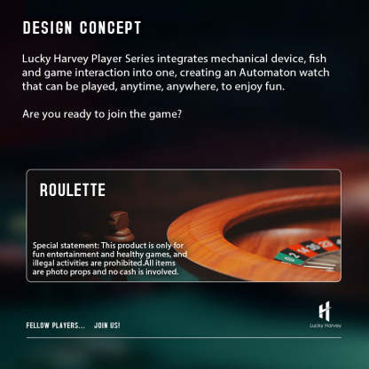 Lucky Harvey Automaton Player Series Silver European Roulette 18K GOLD BALL Automatic Watch