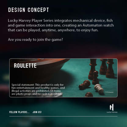 Lucky Harvey Automaton Player Series Silver Poker Roulette 18K GOLD BALL Automatic Watch