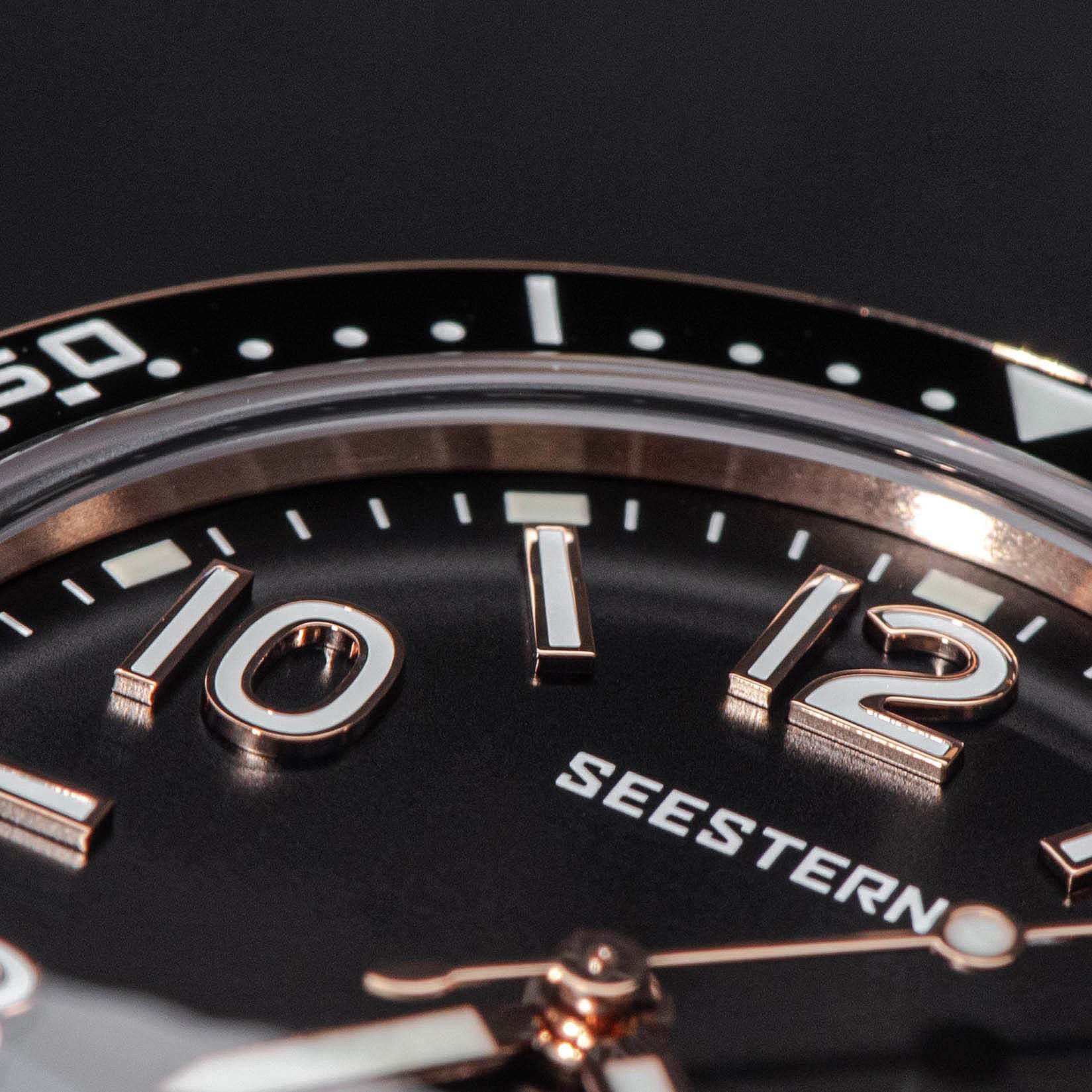 Seestern S435 Professional Diver Rose Gold Rubber Band (Seagull ST2130 movement)-TIME.SHOP