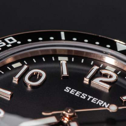 Seestern S435 Professional Diver Rose Gold Rubber Band (Seagull ST2130 movement)-TIME.SHOP