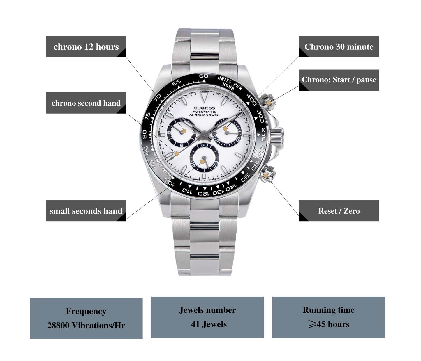 Automatic Chronograph S418-2.003 Panda Dial Ceramic Bezel Professional-TIME.SHOP