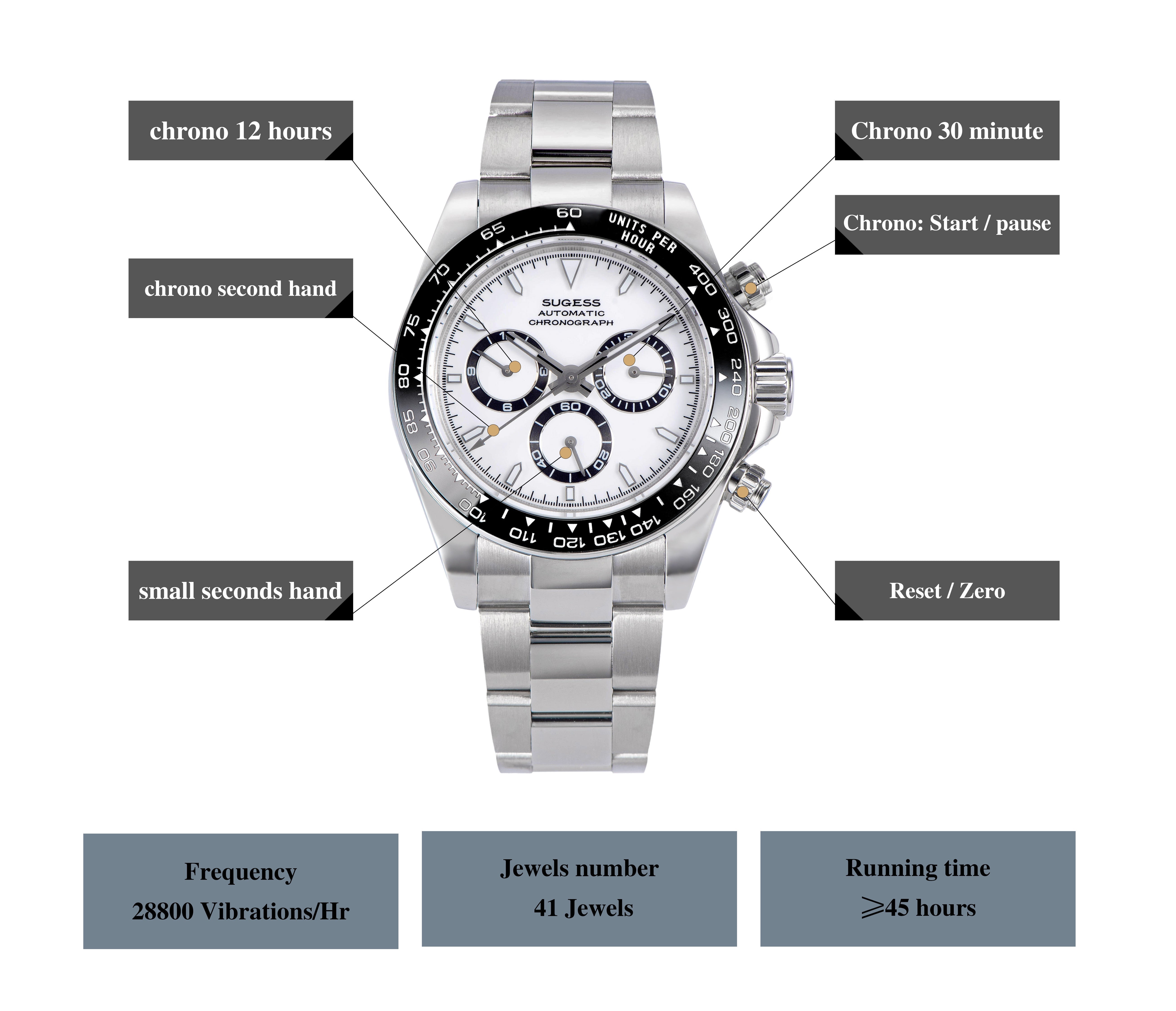 Automatic Chronograph S418-2.001 White Dial Stainless Steel Bezel Professional-TIME.SHOP