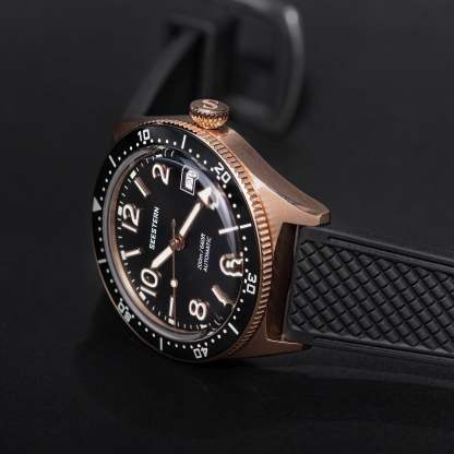 Seestern S435 Professional Diver Rose Gold Rubber Band (Seagull ST2130 movement)-TIME.SHOP