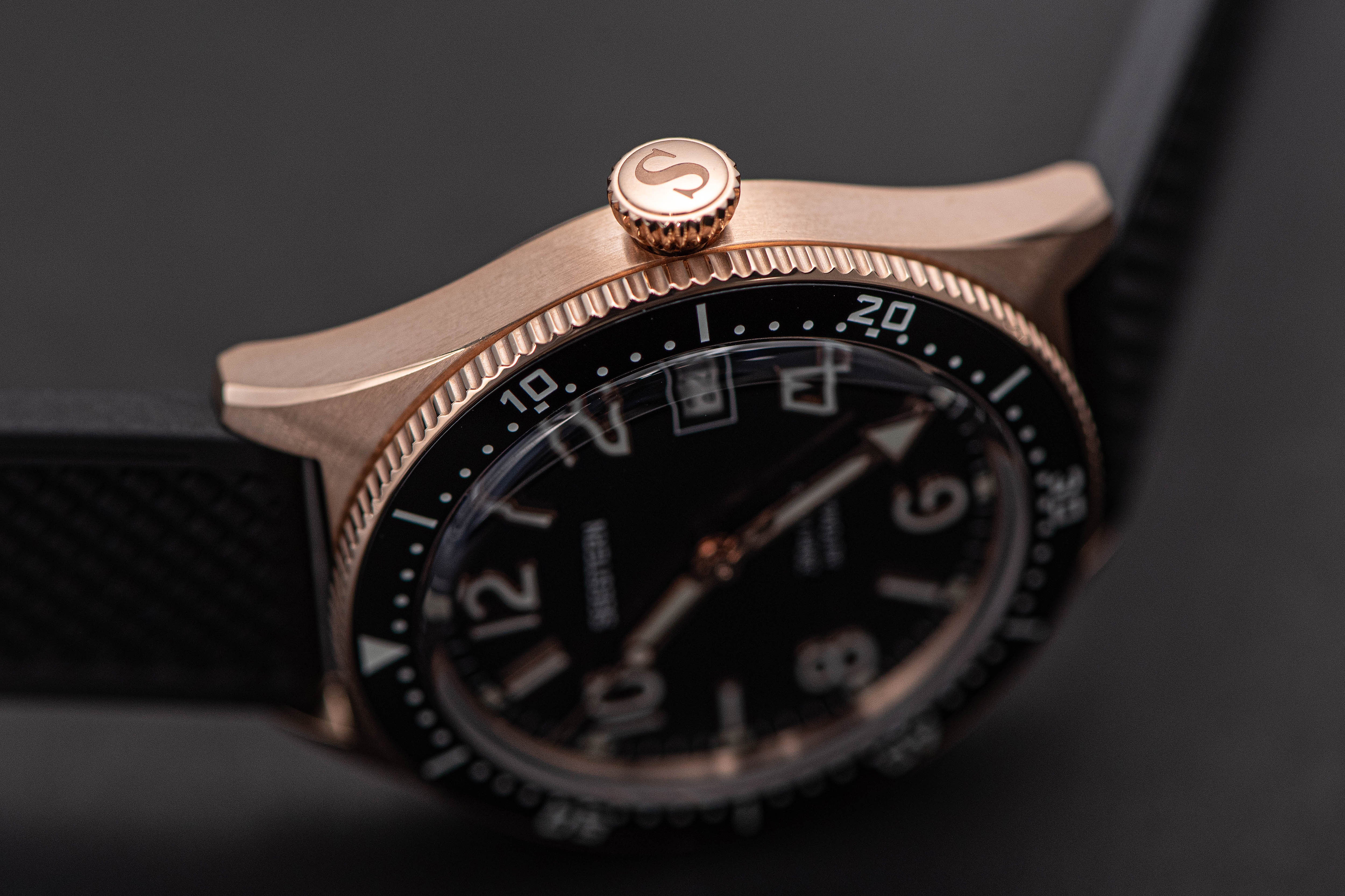 Seestern S435 Professional Diver Rose Gold Rubber Band (Seagull ST2130 movement)-TIME.SHOP