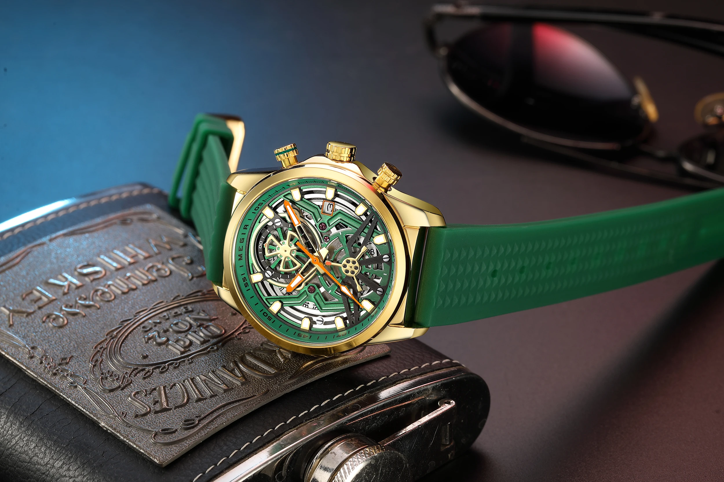 MEGIR 2235 Men's Quartz Watches Fashion Brand Sports Waterproof Silicone Strap Wristwatch Large Dial Clock Relogio Masculino