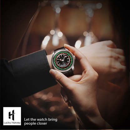 Lucky Harvey Automaton Player Series Silver European Roulette 18K GOLD BALL Automatic Watch