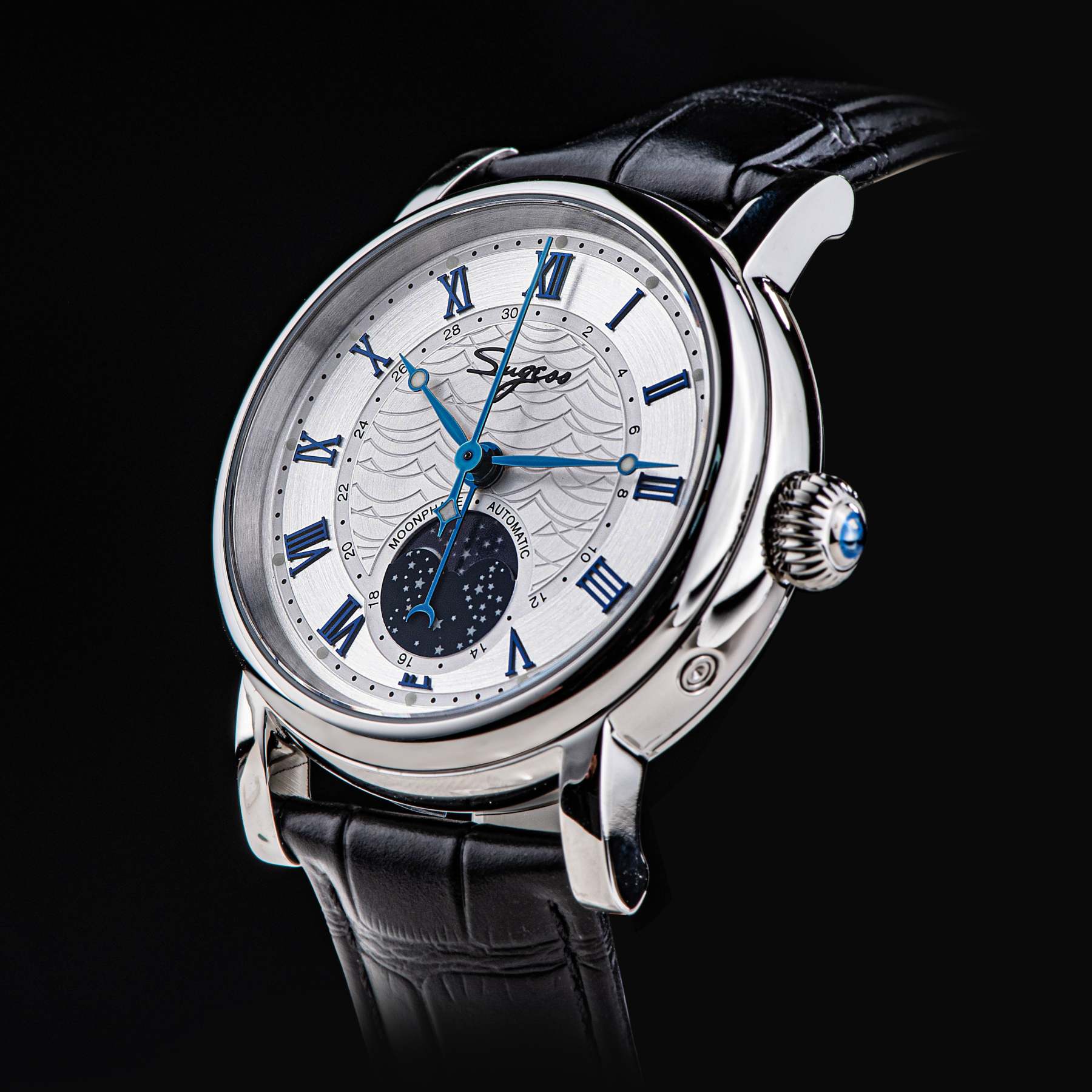 MoonPhase Master SU2108SZ Stainless-Steel Moon Phase Blue Indices-TIME.SHOP