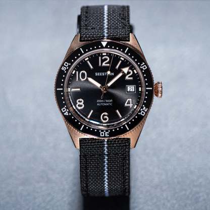 Seestern S435 Professional Diver Rose Gold Rubber Band (Seagull ST2130 movement)-TIME.SHOP