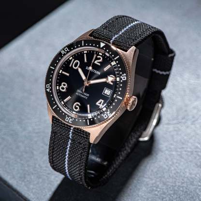 Seestern S435 Professional Diver Rose Gold Rubber Band (Seagull ST2130 movement)-TIME.SHOP
