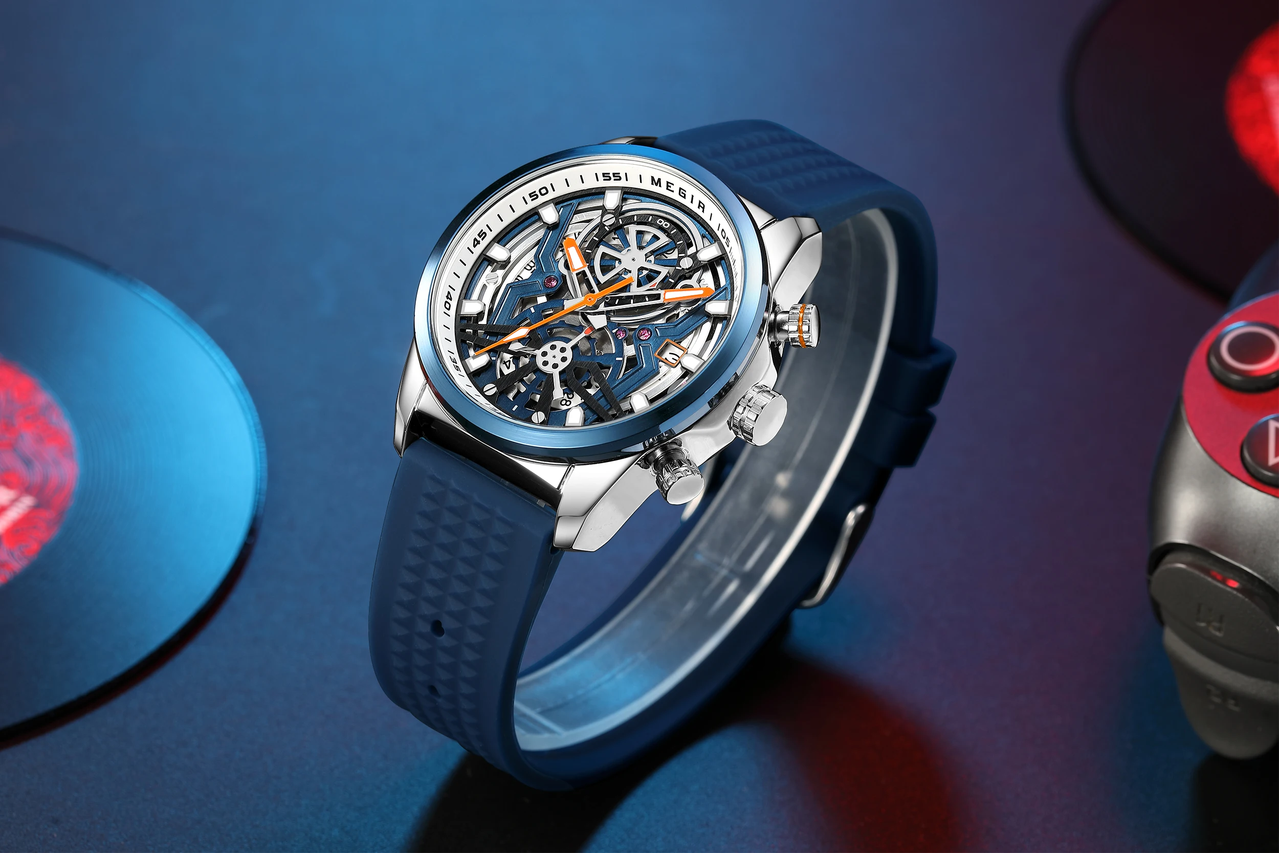 MEGIR 2235 Men's Quartz Watches Fashion Brand Sports Waterproof Silicone Strap Wristwatch Large Dial Clock Relogio Masculino