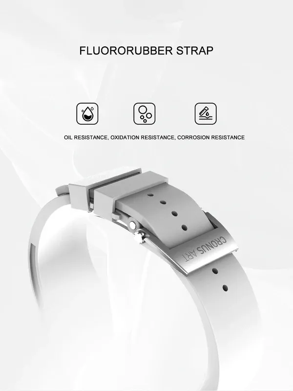 Cronusart women luxury watch tonneau ladies quartz wristwatch ceramic case Fluororubber strap rotatable Ferris wheel dial