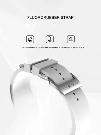 Cronusart women luxury watch tonneau ladies quartz wristwatch ceramic case Fluororubber strap rotatable Ferris wheel dial