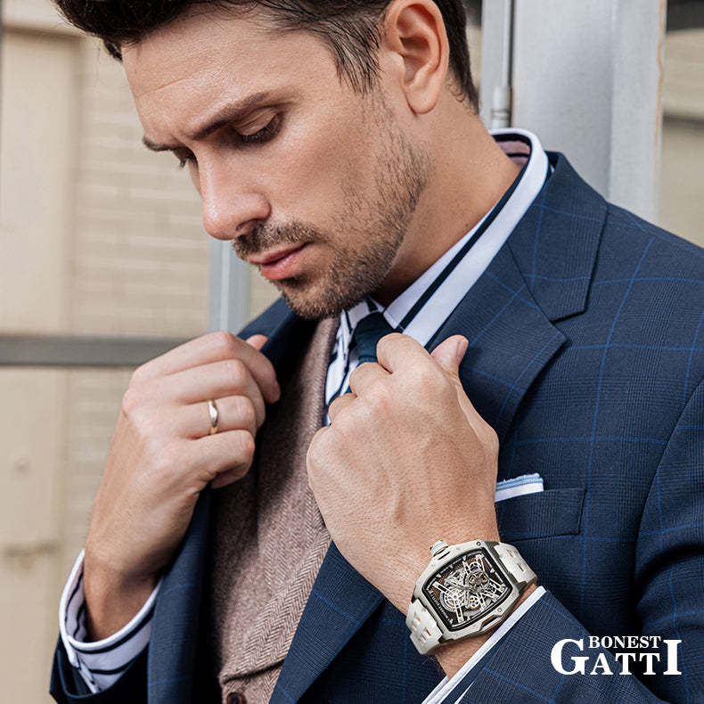 BONEST GATTI Automatic Skeleton Movement Barrel shaped Case Luminous BG5502