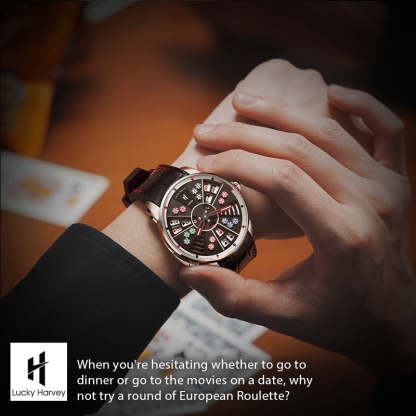 Lucky Harvey Automaton Player Series Silver Three Card Poker (SAN GONG) Roulette Automatic Watch