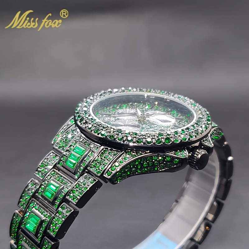 New Blue Rhinestone Hip Hop Men's Watch Fashion Ice Party Jewelry Watch Luxury Shining Gemstone Accessories Watch Fashion Men's and Women's Watch