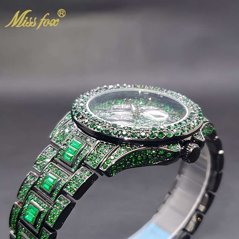 New Blue Rhinestone Hip Hop Men's Watch Fashion Ice Party Jewelry Watch Luxury Shining Gemstone Accessories Watch Fashion Men's and Women's Watch