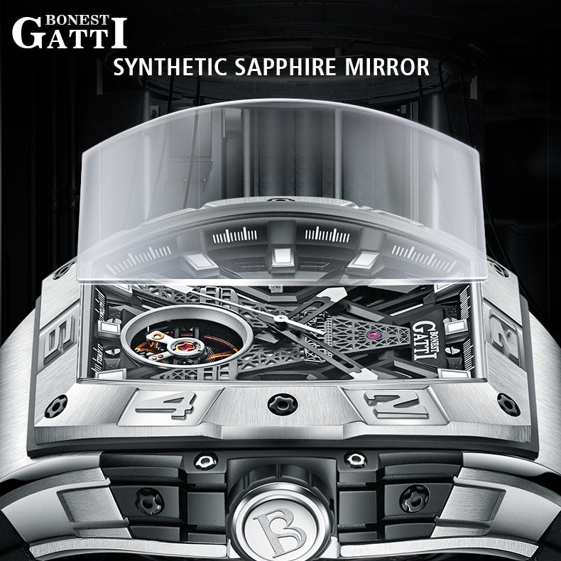 BONEST GATTI  Tower Theme Barrel shaped watch Skeleton Movement Watch BG9970