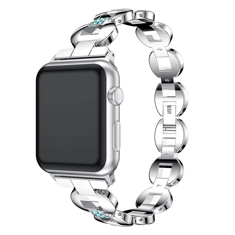 Metal Watchbands For Apple Watch Band 42mm 38mm Women Fashion Bangle with Rhinestone Bling Strap For iWatch Series 3 2 1