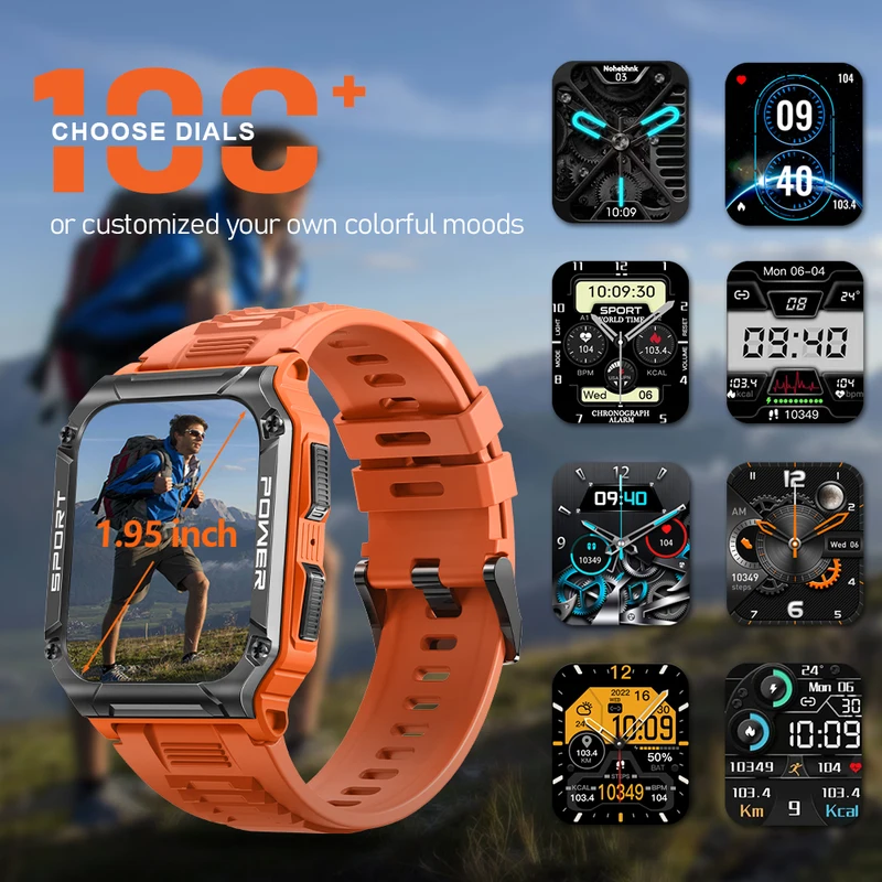 Hit 1.95 "new Bluetooth call smart watch men sport fitness tracker compass weather IP68 waterproof male smartwatch 400mAh