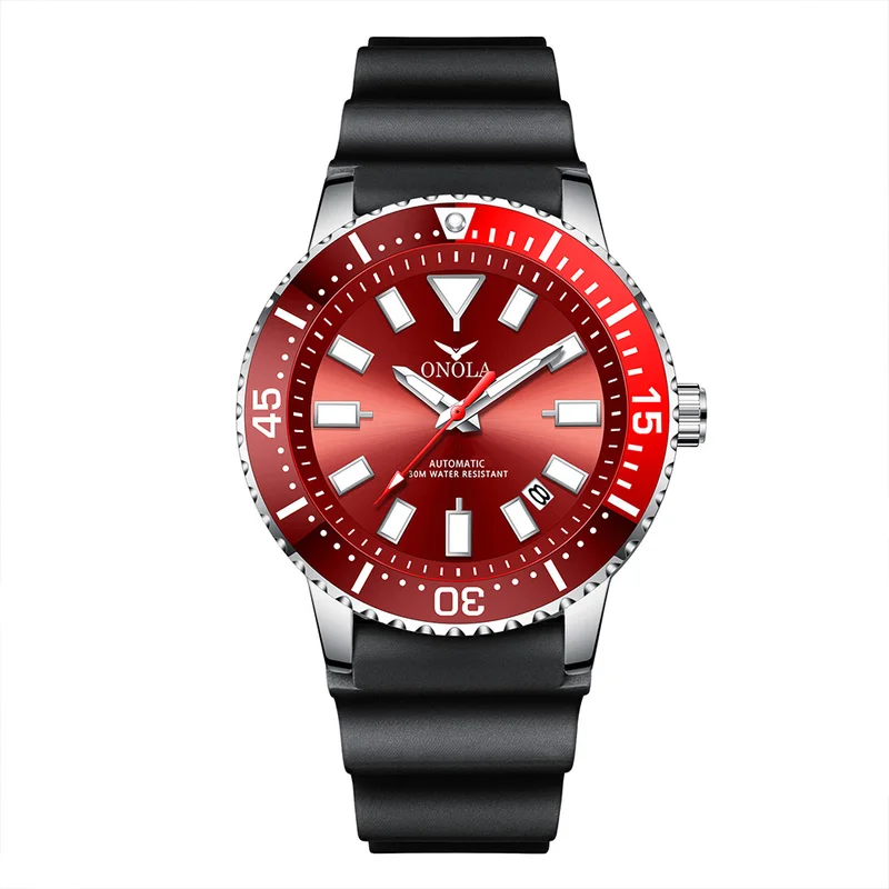 Hot Sale Business Men's Watch ONOLA Genuine Waterproof Leisure Quartz Watch Fashion Rubber Strap Men's Clock Gift