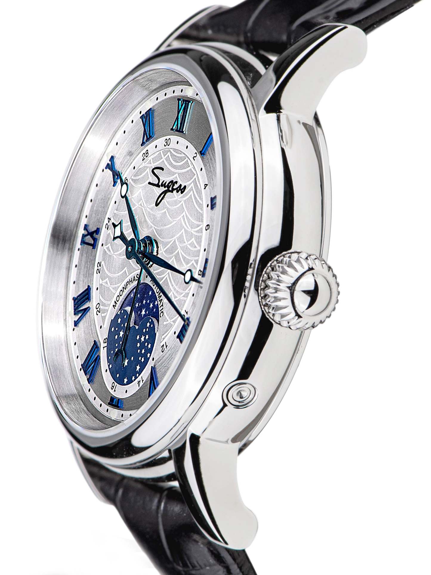 MoonPhase Master SU2108SZ Stainless-Steel Moon Phase Blue Indices-TIME.SHOP
