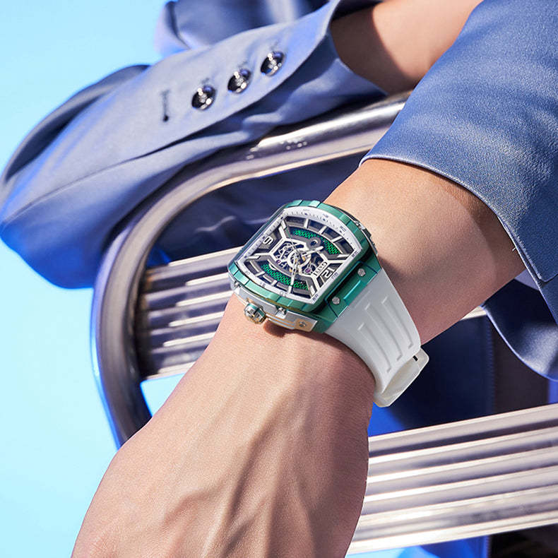 BONEST GATTI Barrel shaped Skeleton Movement Watch Luminous BG5601