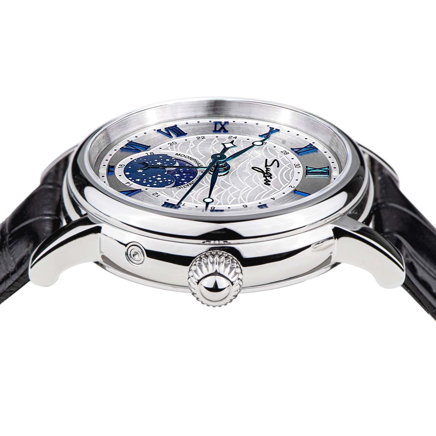 MoonPhase Master SU2108SZ Stainless-Steel Moon Phase Blue Indices-TIME.SHOP