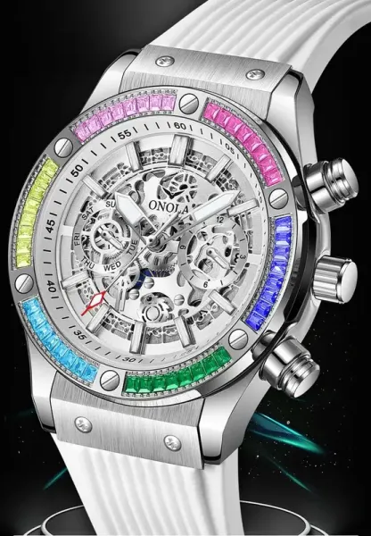 Onola Luxury automatic Mechanica watch for mens sports waterproof clocks fashion Rainbow Diamond AAA wristwatches Reloj 2023 New