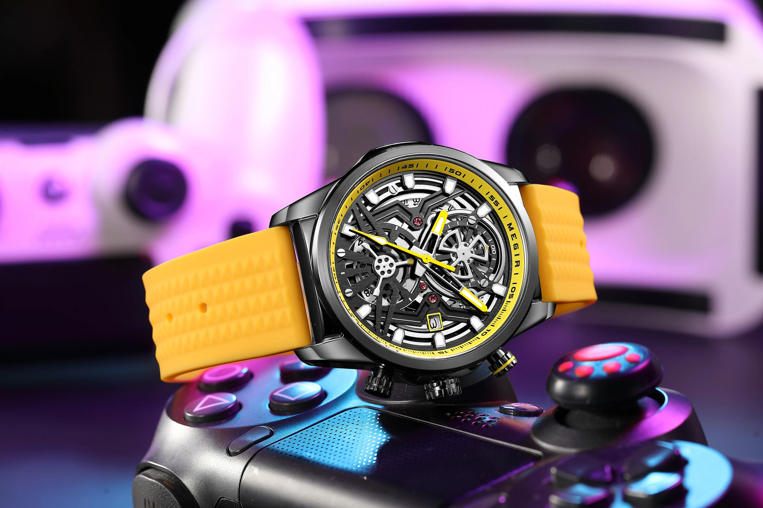 MEGIR 2235 Men's Quartz Watches Fashion Brand Sports Waterproof Silicone Strap Wristwatch Large Dial Clock Relogio Masculino