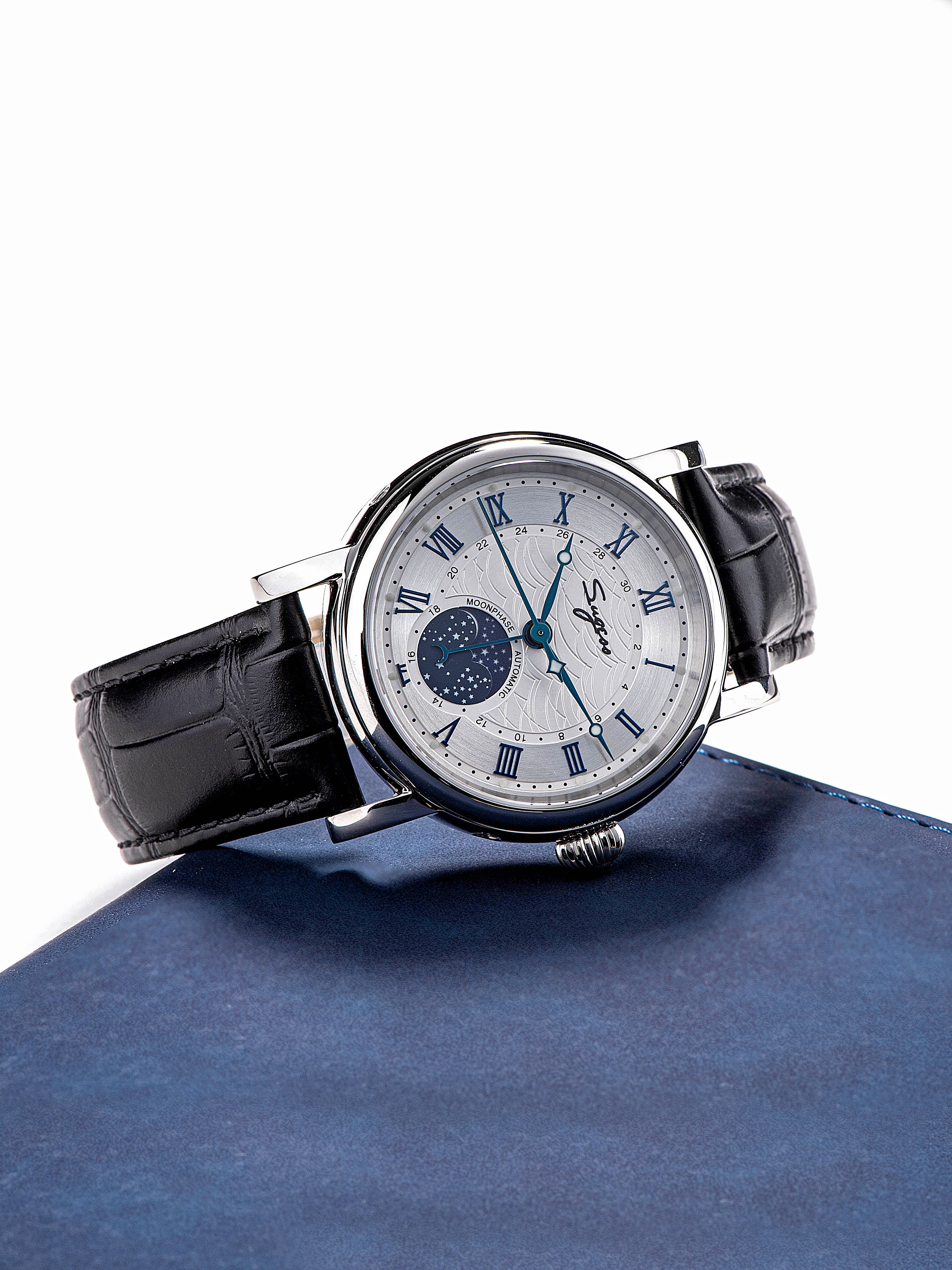 MoonPhase Master SU2108SZ Stainless-Steel Moon Phase Blue Indices-TIME.SHOP