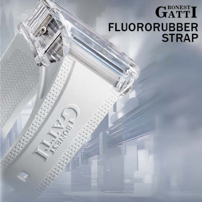 BONEST GATTI Barrel shaped Skeleton Movement K9 Crystal Case Fluororubber Strap Watch Luminous BG9920