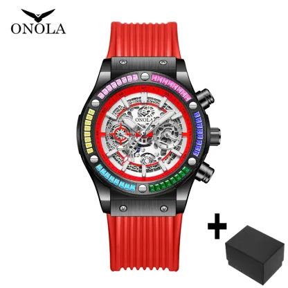 Onola Luxury automatic Mechanica watch for mens sports waterproof clocks fashion Rainbow Diamond AAA wristwatches Reloj 2023 New