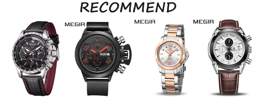 MEGIR 1010 Sport Mens Watches Top Brand Luxury Quartz  PU Strap Clock Men Big Dial Male Clock