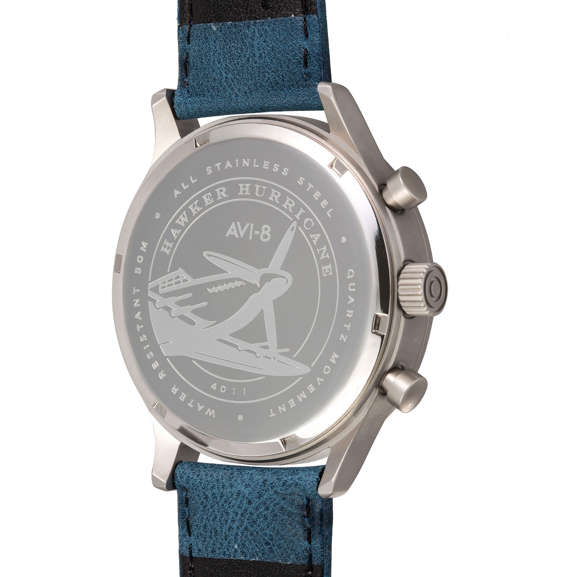 AVI-8 Hawker Hurricane Chrono Vintage Brass Blue-TIME.SHOP