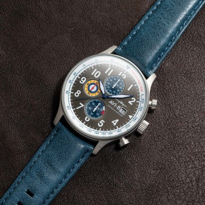 AVI-8 Hawker Hurricane Chrono Vintage Brass Blue-TIME.SHOP