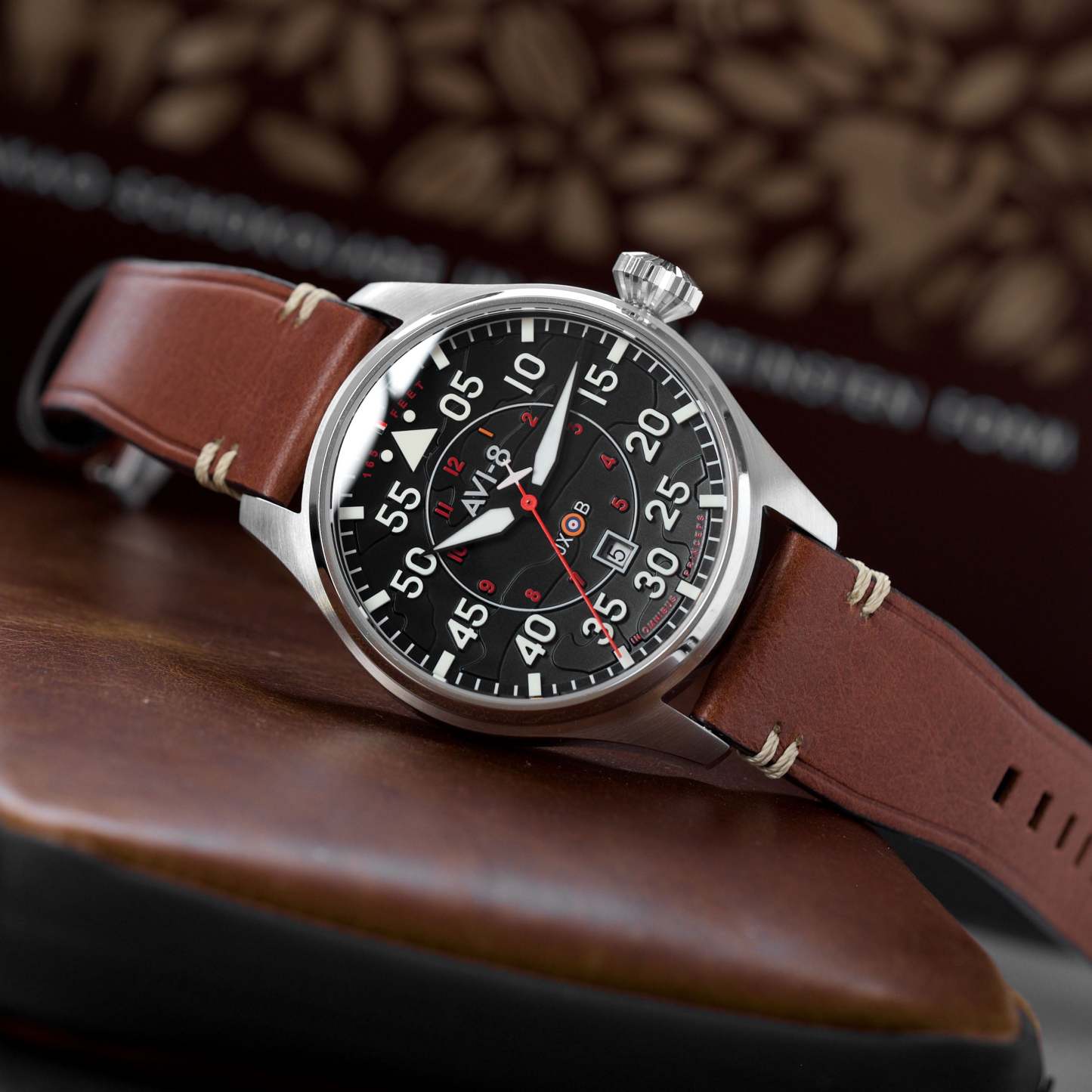 AVI-8 Hawker Hurricane Clowes Automatic Black Brown-TIME.SHOP