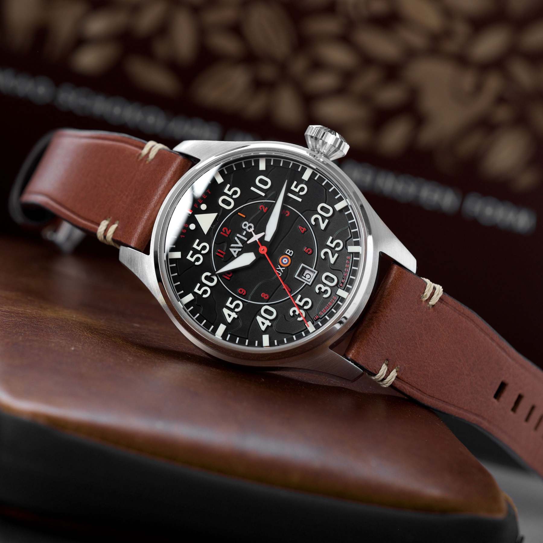 AVI-8 Hawker Hurricane Clowes Automatic Black Brown-TIME.SHOP