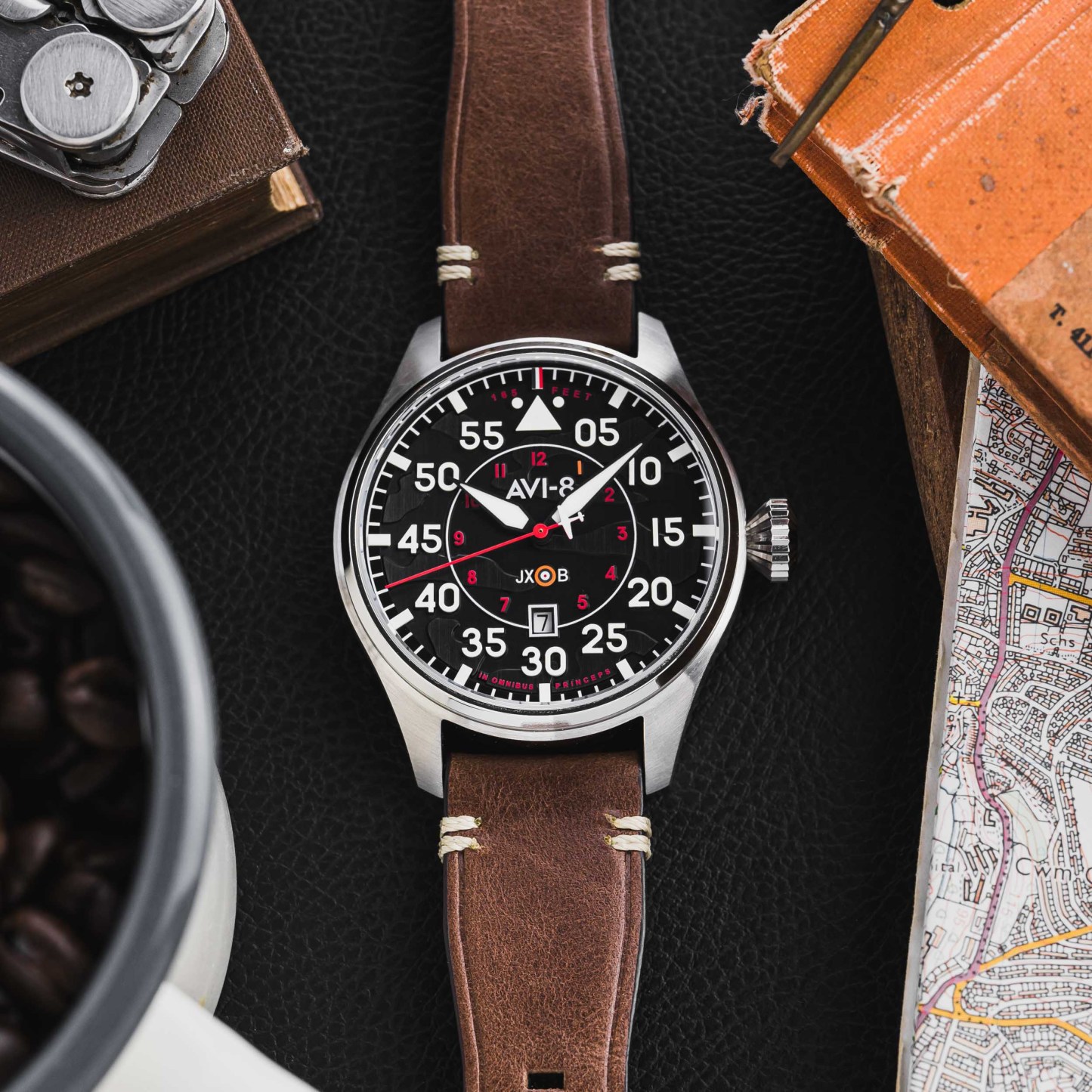 AVI-8 Hawker Hurricane Clowes Automatic Black Brown-TIME.SHOP