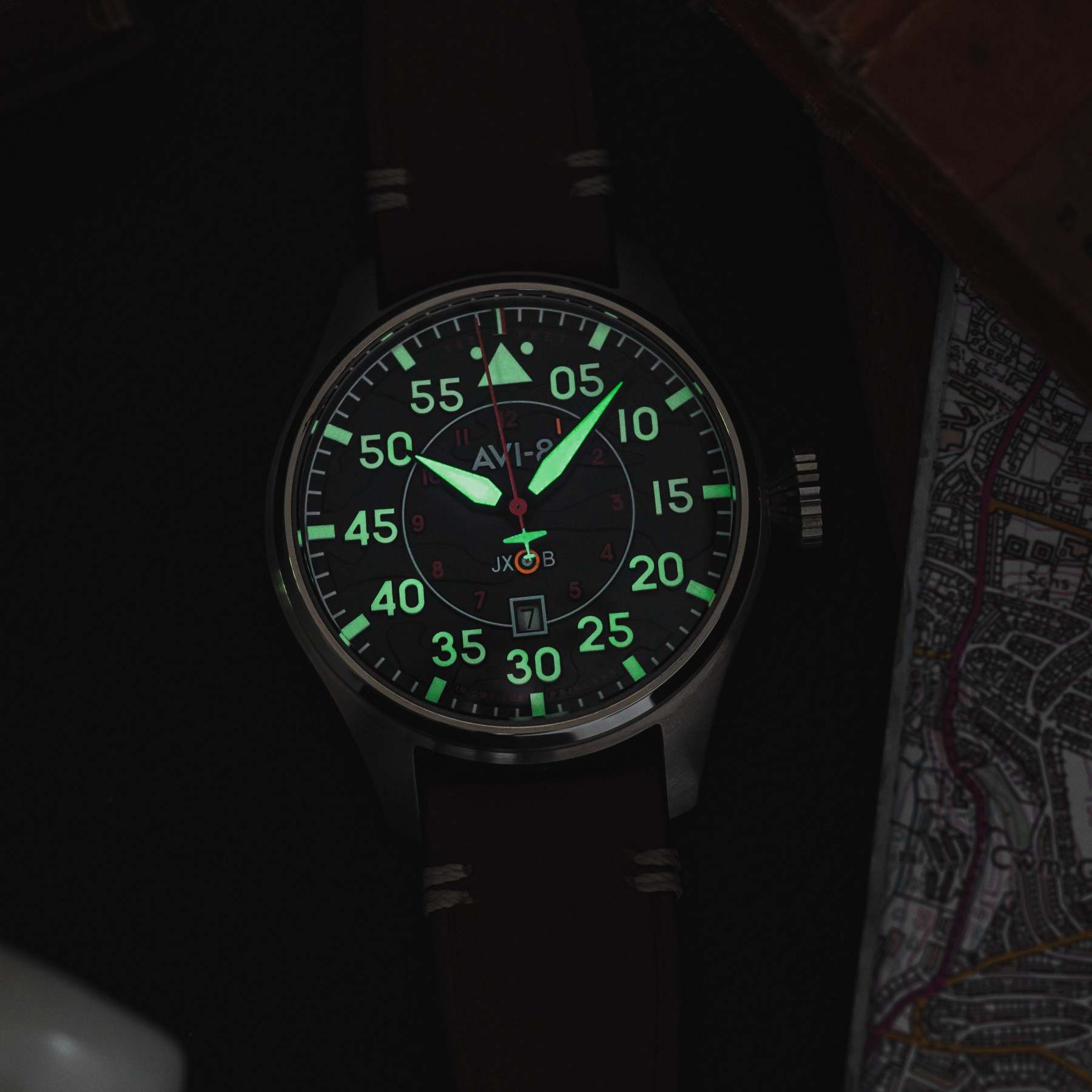 AVI-8 Hawker Hurricane Clowes Automatic Black Brown-TIME.SHOP