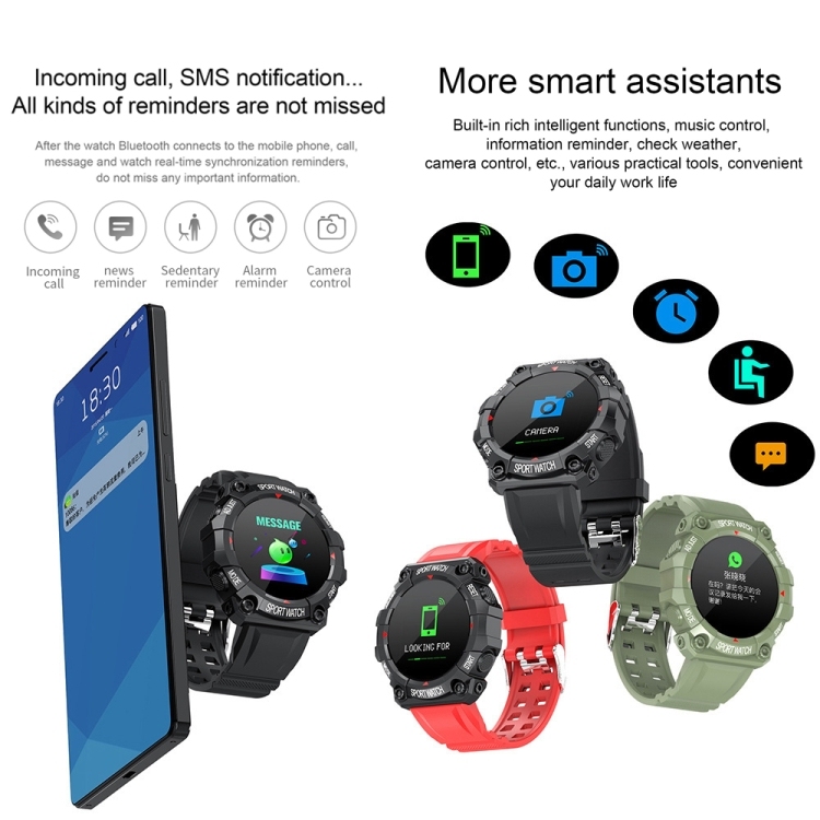 FD68 1.3 inch Color Round Screen Sport Smart Watch, Support Heart Rate / Multi-Sports Mode-TIME.SHOP